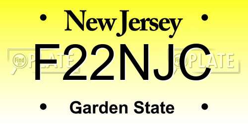 F22NJC New Jersey License Plate