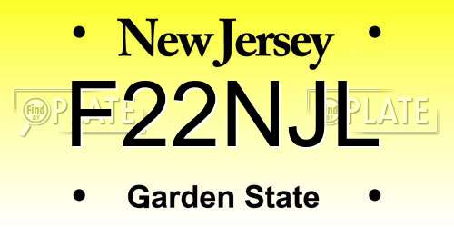 F22NJL New Jersey License Plate