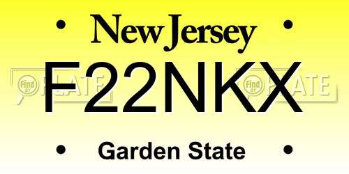 F22NKX New Jersey License Plate