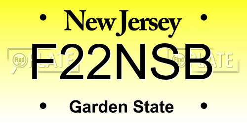 F22NSB New Jersey License Plate