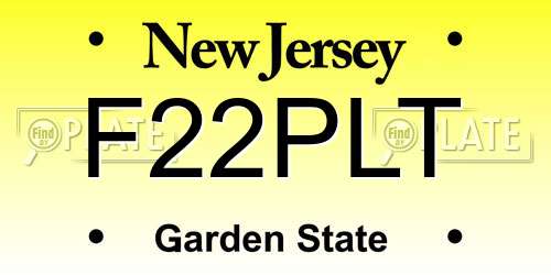 F22PLT New Jersey License Plate