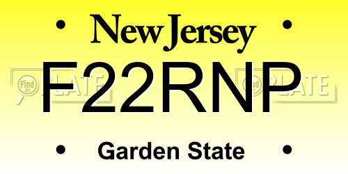 F22RNP New Jersey License Plate