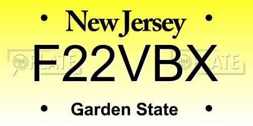 F22VBX New Jersey License Plate