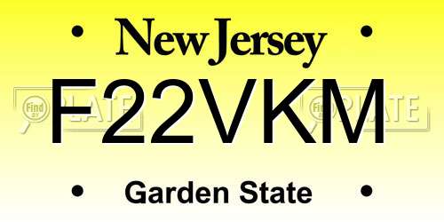 F22VKM New Jersey License Plate