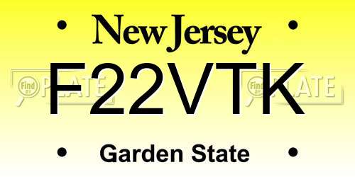 F22VTK New Jersey License Plate