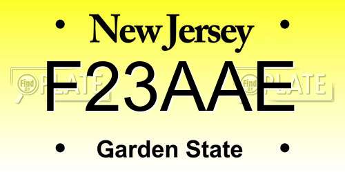F23AAE New Jersey License Plate