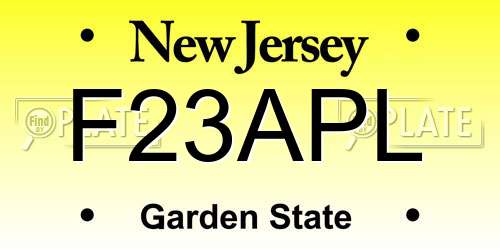 F23APL New Jersey License Plate