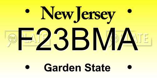 F23BMA New Jersey License Plate
