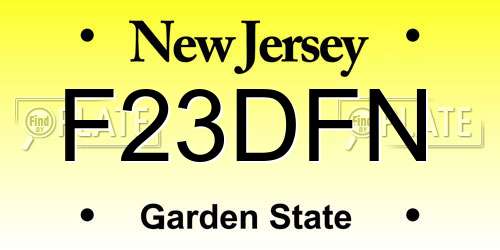 F23DFN New Jersey License Plate