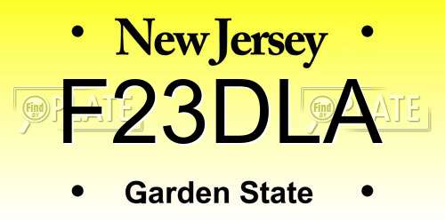F23DLA New Jersey License Plate