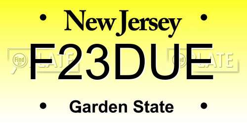 F23DUE New Jersey License Plate