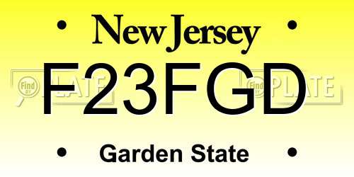 F23FGD New Jersey License Plate