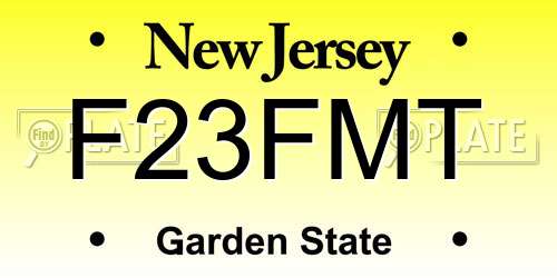 F23FMT New Jersey License Plate