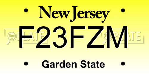 F23FZM New Jersey License Plate