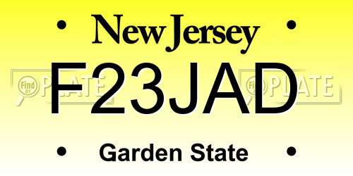 F23JAD New Jersey License Plate