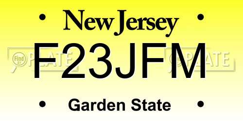 F23JFM New Jersey License Plate