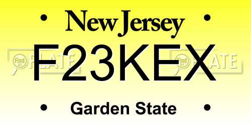 F23KEX New Jersey License Plate