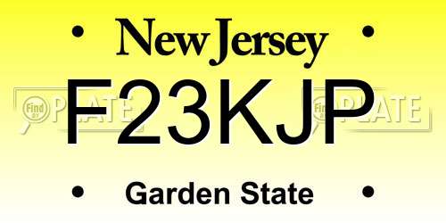 F23KJP New Jersey License Plate
