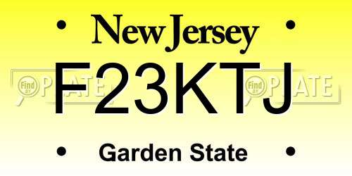 F23KTJ New Jersey License Plate
