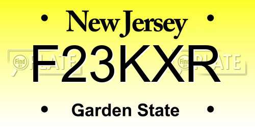F23KXR New Jersey License Plate