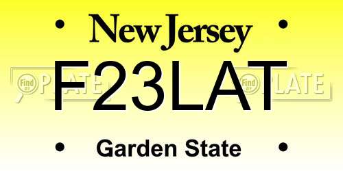 F23LAT New Jersey License Plate