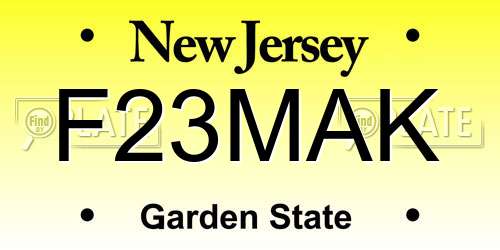 F23MAK New Jersey License Plate