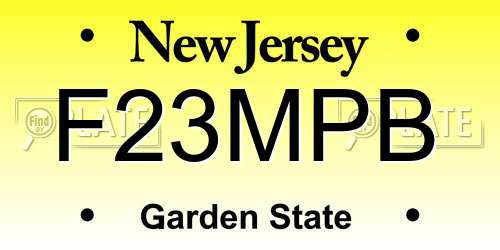 F23MPB New Jersey License Plate