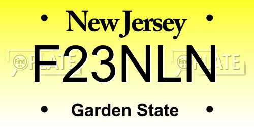 F23NLN New Jersey License Plate