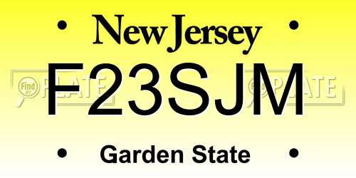 F23SJM New Jersey License Plate