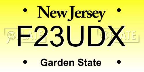 F23UDX New Jersey License Plate
