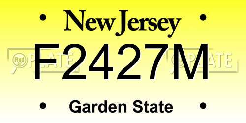 F2427M New Jersey License Plate