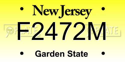 F2472M New Jersey License Plate