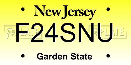 F24SNU New Jersey License Plate
