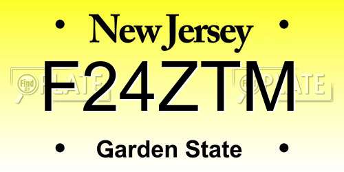 F24ZTM New Jersey License Plate