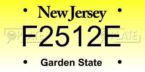 F2512E New Jersey License Plate