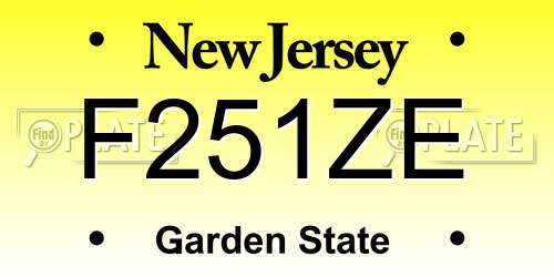 F251ZE New Jersey License Plate
