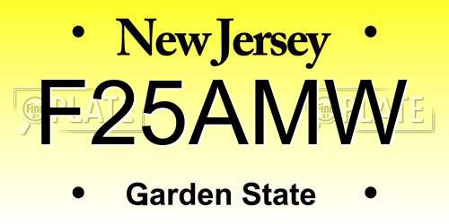 F25AMW New Jersey License Plate
