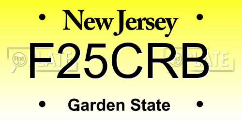 F25CRB New Jersey License Plate