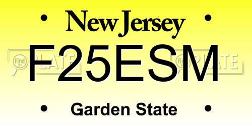 F25ESM New Jersey License Plate