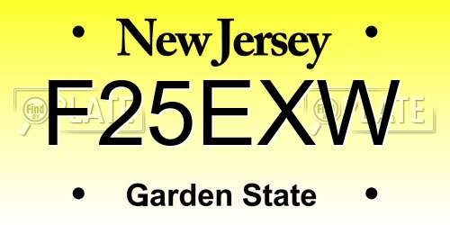 F25EXW New Jersey License Plate