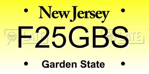 F25GBS New Jersey License Plate