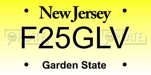 F25GLV New Jersey License Plate