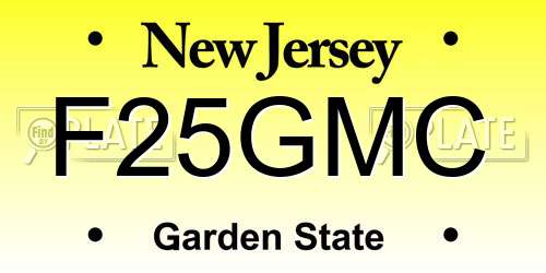 F25GMC New Jersey License Plate