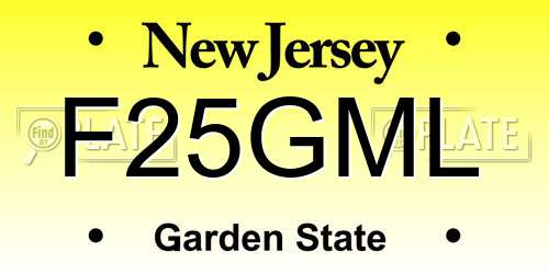 F25GML New Jersey License Plate