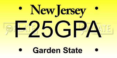 F25GPA New Jersey License Plate