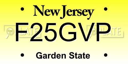 F25GVP New Jersey License Plate