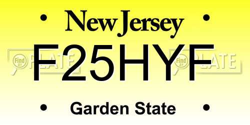 F25HYF New Jersey License Plate