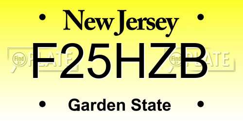 F25HZB New Jersey License Plate
