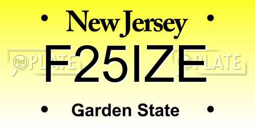 F25IZE New Jersey License Plate