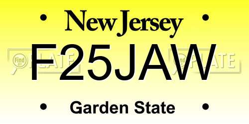 F25JAW New Jersey License Plate